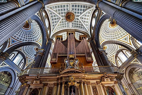 Organ Basilica ceiling Cathedral Puebla-Mexico Built in 15 to 1600s Religious Print
